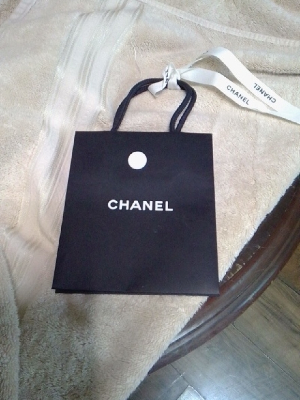 CHANEL Black and White Shopping Bag with Logo
